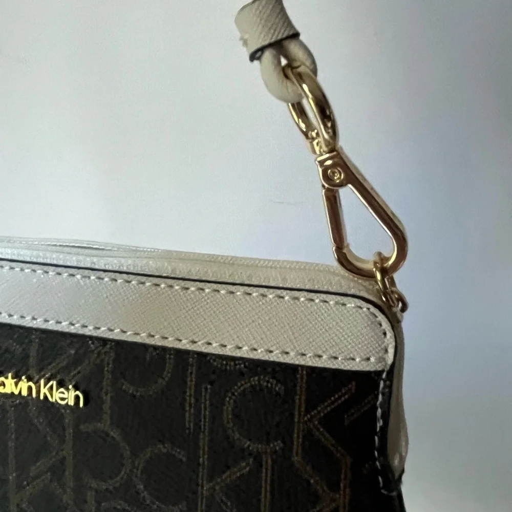 Calvin Klein wristlet wallet brown logo